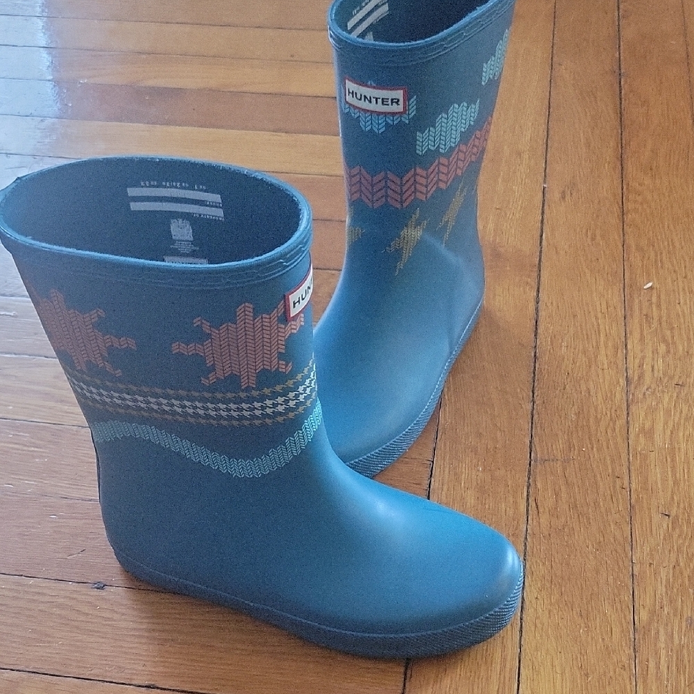 Hunter Blue Rain & Snow Boots with Playful Design